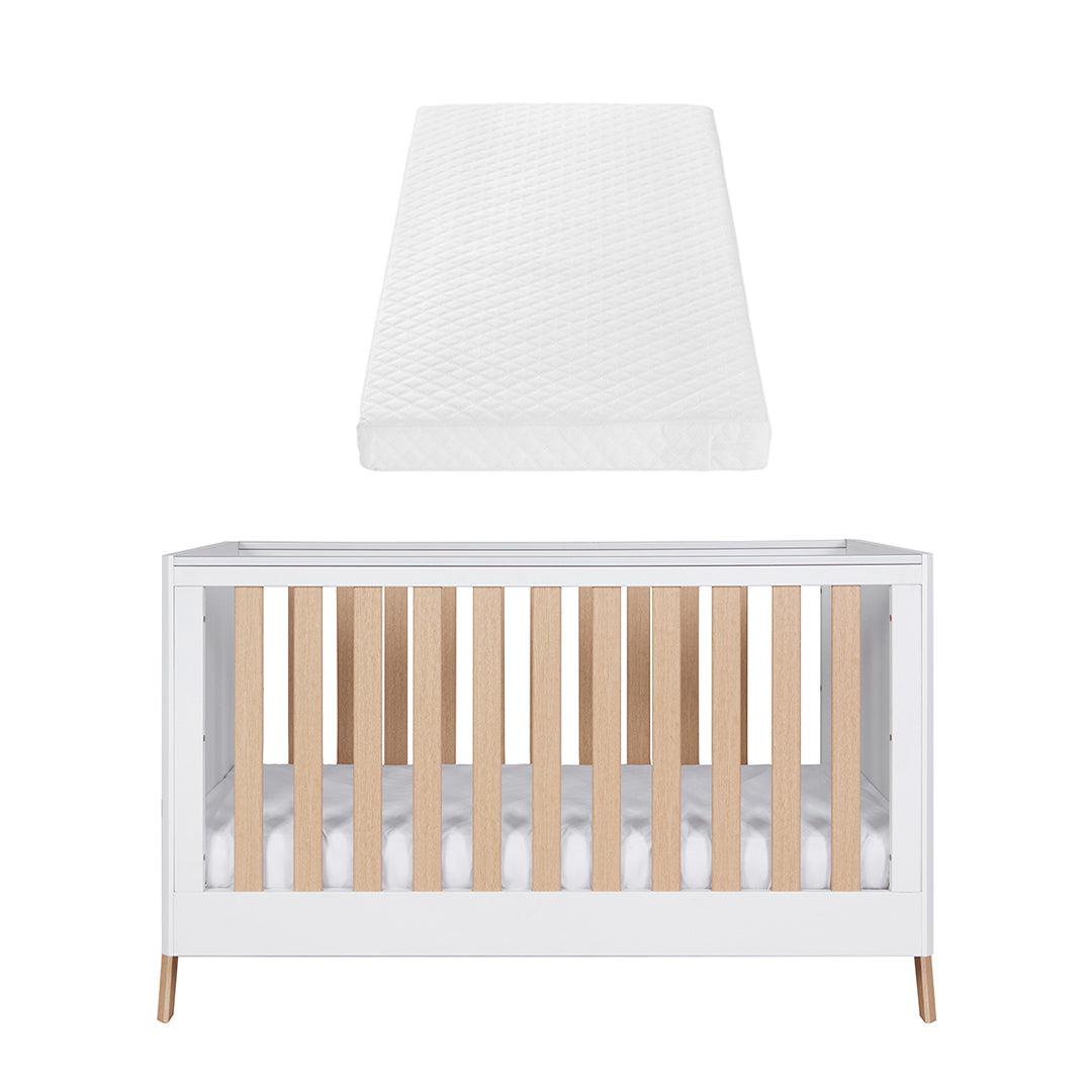 Tutti Bambini Fuori Cot Bed - White/Light Oak-Cot Beds-White/Light Oak-Tutti Bambini Sprung Cot Bed Mattress  | Natural Baby Shower
