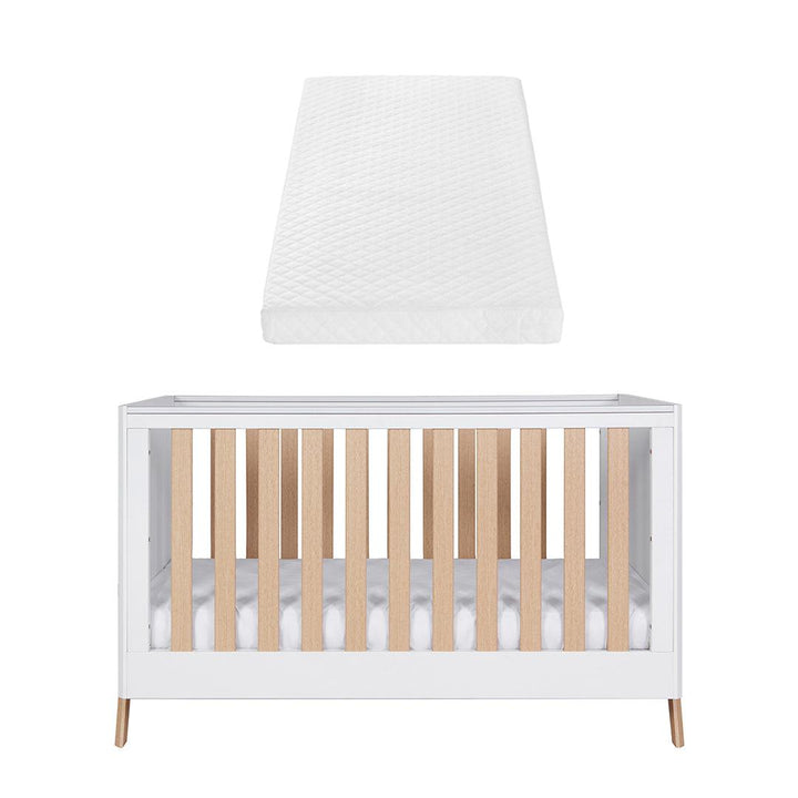 Tutti Bambini Fuori Cot Bed - White/Light Oak-Cot Beds-White/Light Oak-Tutti Bambini Sprung Cot Bed Mattress  | Natural Baby Shower