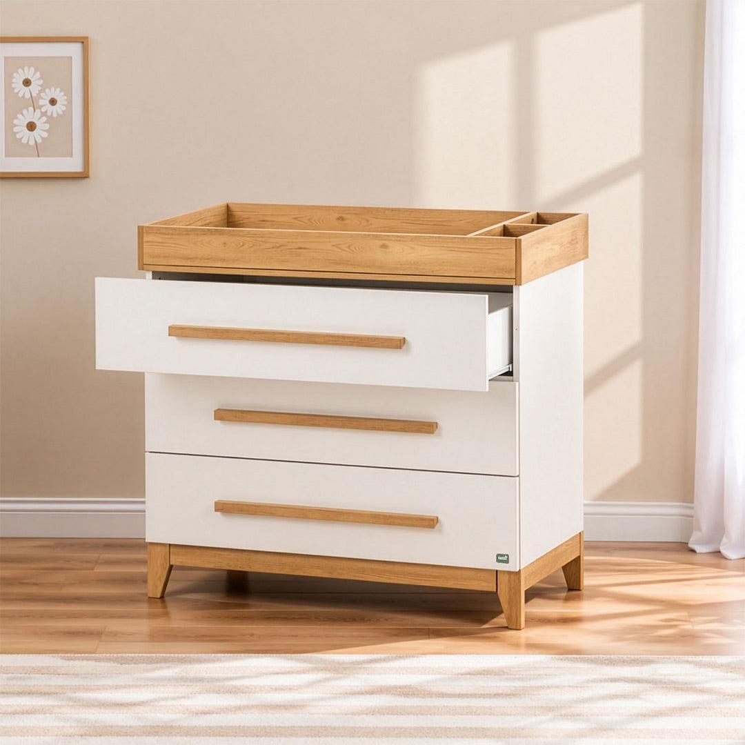 Tutti Bambini Halle Chest Changer - White/Golden Oak-Changing Units-White/Golden Oak- | Natural Baby Shower