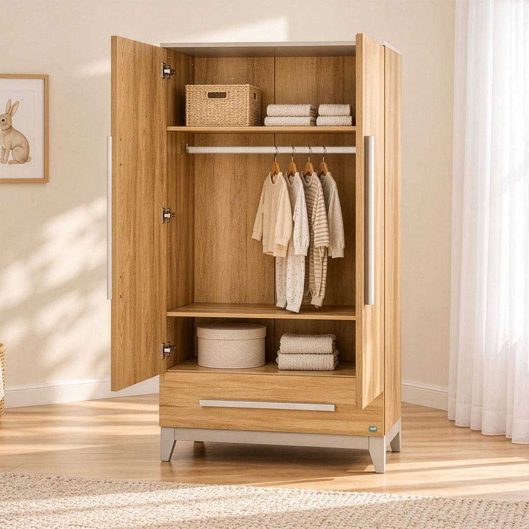 Tutti Bambini Halle Wardrobe - Golden Oak/Mushroom-Wardrobes-Golden Oak/Mushroom- | Natural Baby Shower