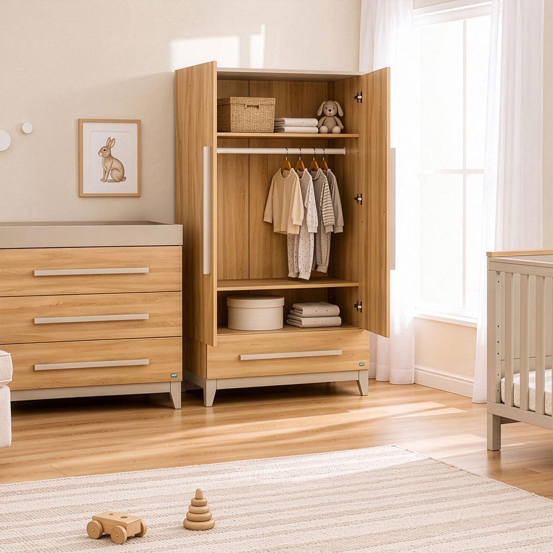 Tutti Bambini Halle Wardrobe - Golden Oak/Mushroom-Wardrobes-Golden Oak/Mushroom- | Natural Baby Shower