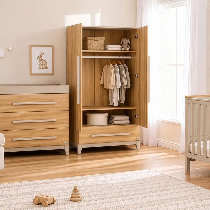 Tutti Bambini Halle Wardrobe - Golden Oak/Mushroom-Wardrobes-Golden Oak/Mushroom- | Natural Baby Shower