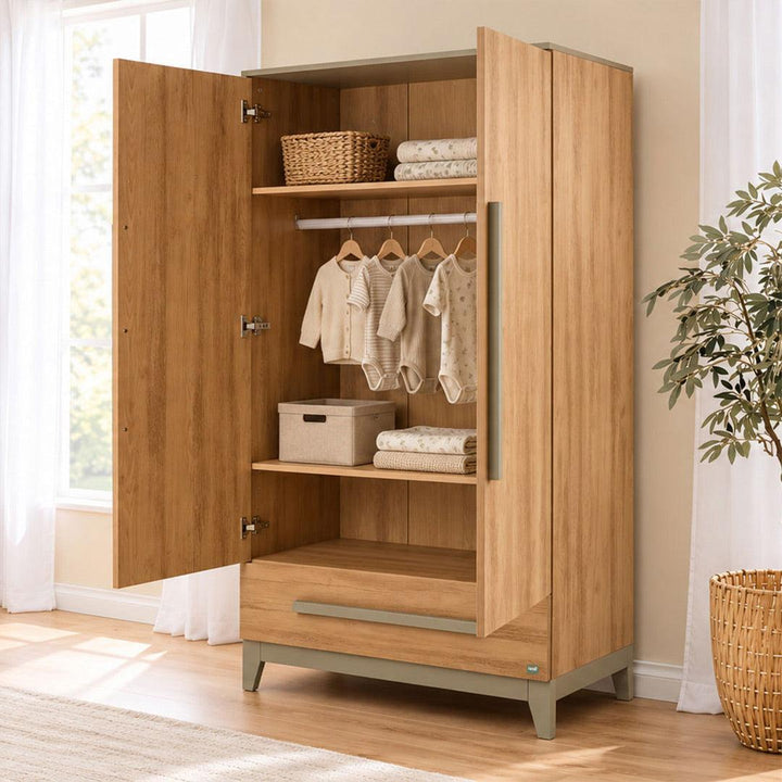 Tutti Bambini Halle Wardrobe - Golden Oak/Sage-Wardrobes-Golden Oak/Sage- | Natural Baby Shower