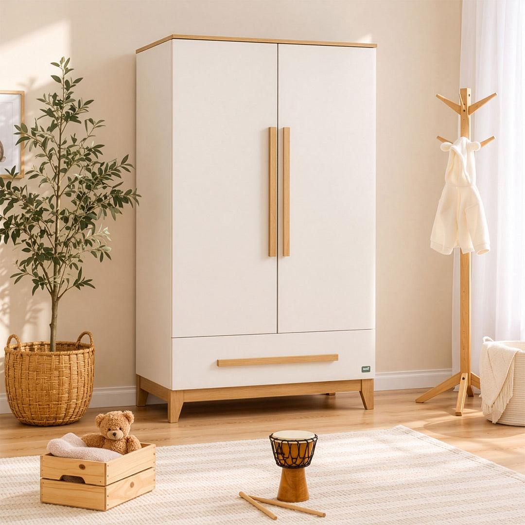 Tutti Bambini Halle Wardrobe - White/Golden Oak-Wardrobes-White/Golden Oak- | Natural Baby Shower