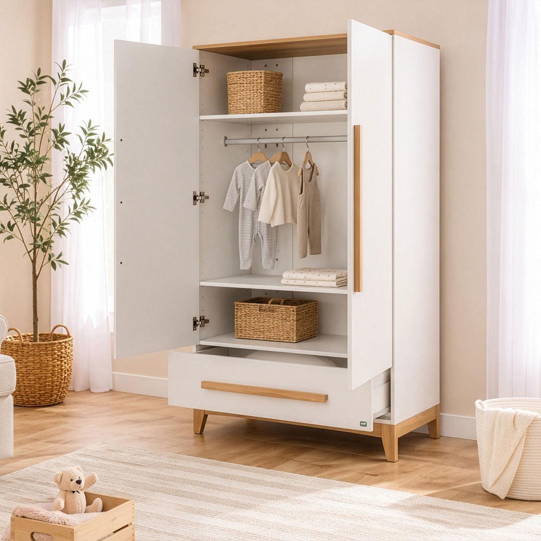 Tutti Bambini Halle Wardrobe - White/Golden Oak-Wardrobes-White/Golden Oak- | Natural Baby Shower