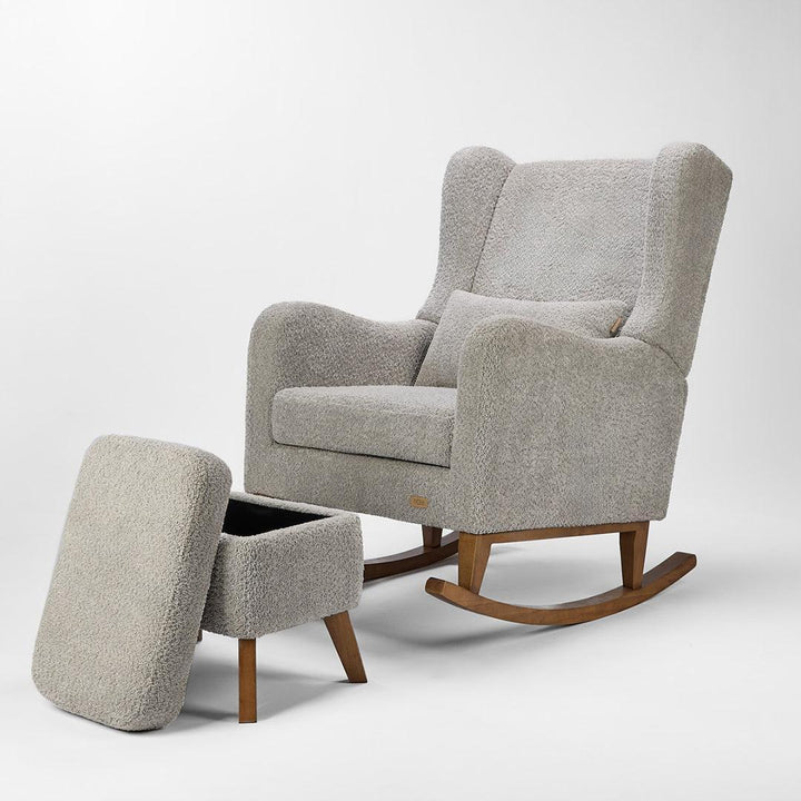 Tutti Bambini Harper Wingback Rocking Chair & Storage Footstool - Cloud Grey-Feeding Chairs-Cloud Grey-One Size | Natural Baby Shower