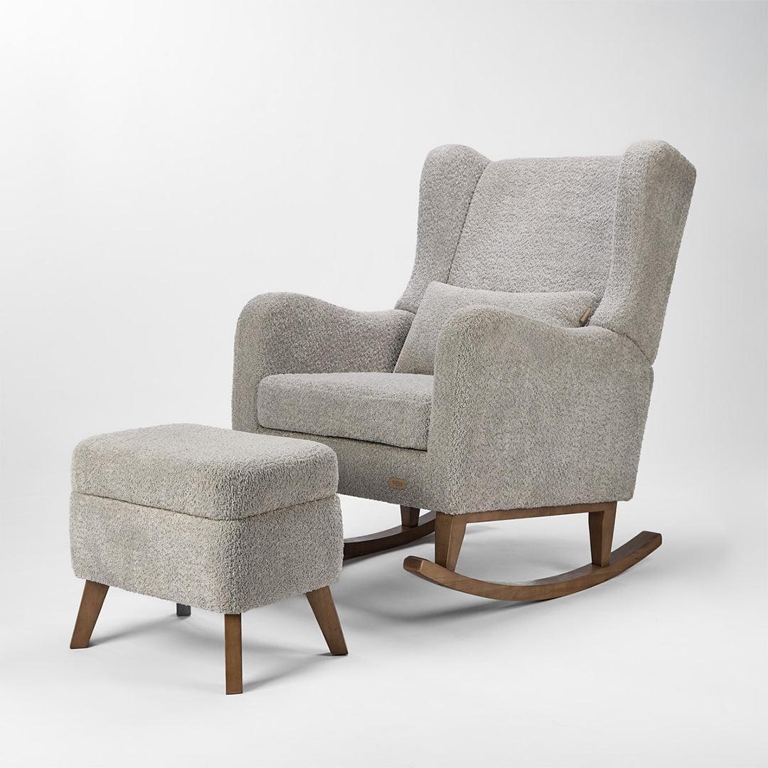 Tutti Bambini Harper Wingback Rocking Chair & Storage Footstool - Cloud Grey-Feeding Chairs-Cloud Grey-One Size | Natural Baby Shower