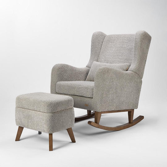 Tutti Bambini Harper Wingback Rocking Chair & Storage Footstool - Cloud Grey-Feeding Chairs-Cloud Grey-One Size | Natural Baby Shower