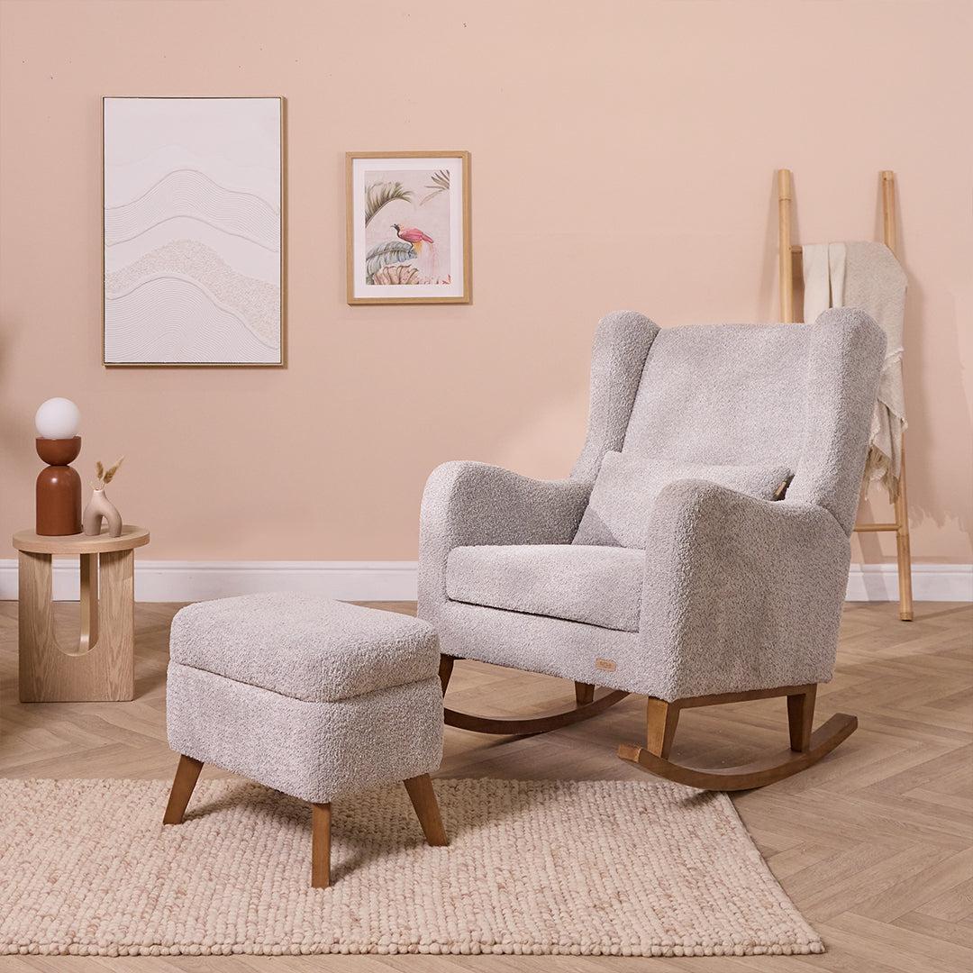 Tutti Bambini Harper Wingback Rocking Chair & Storage Footstool - Cloud Grey-Feeding Chairs-Cloud Grey-One Size | Natural Baby Shower