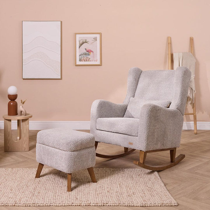 Tutti Bambini Harper Wingback Rocking Chair & Storage Footstool - Cloud Grey-Feeding Chairs-Cloud Grey-One Size | Natural Baby Shower