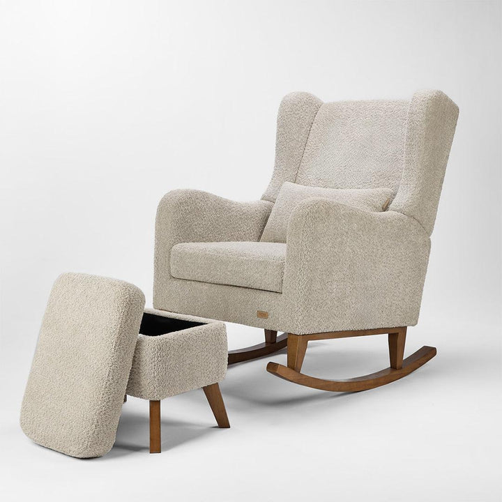 Tutti Bambini Harper Wingback Rocking Chair & Storage Footstool - Teddy Mushroom-Feeding Chairs-Mushroom-One Size | Natural Baby Shower