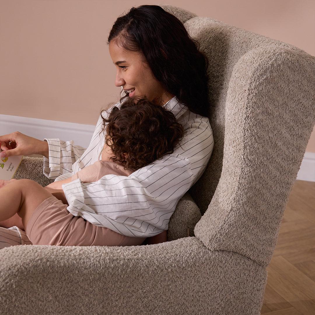 Tutti Bambini Harper Wingback Rocking Chair & Storage Footstool - Teddy Mushroom-Feeding Chairs-Mushroom-One Size | Natural Baby Shower