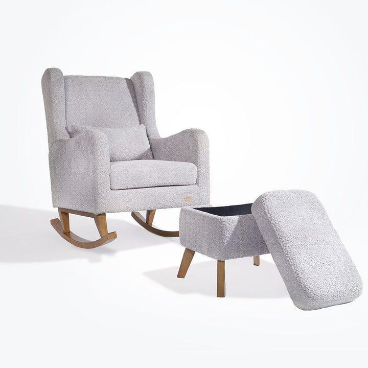 Tutti Bambini Harper Wingback Rocking Chair & Storage Footstool - Cloud Grey-Feeding Chairs-Cloud Grey-One Size | Natural Baby Shower