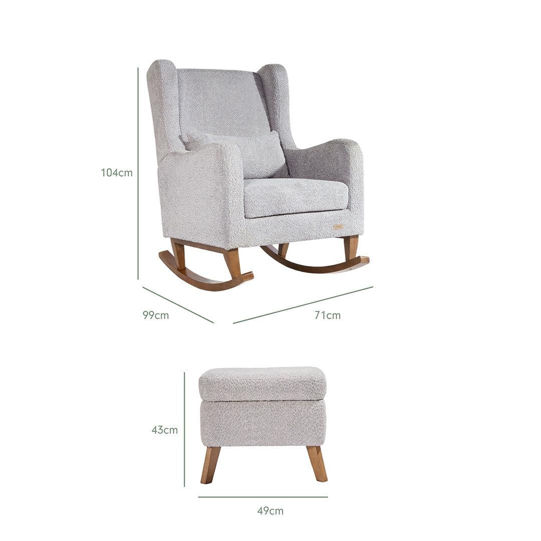 Tutti Bambini Harper Wingback Rocking Chair & Storage Footstool - Cloud Grey-Feeding Chairs-Cloud Grey-One Size | Natural Baby Shower