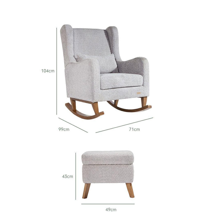 Tutti Bambini Harper Wingback Rocking Chair & Storage Footstool - Cloud Grey-Feeding Chairs-Cloud Grey-One Size | Natural Baby Shower