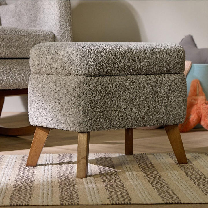Tutti Bambini Harper Wingback Rocking Chair & Storage Footstool - Cloud Grey-Feeding Chairs-Cloud Grey-One Size | Natural Baby Shower