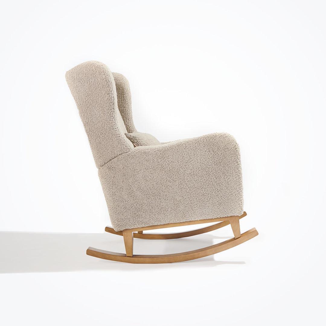 Tutti Bambini Harper Wingback Rocking Chair & Storage Footstool - Mushroom-Feeding Chairs-Mushroom-One Size | Natural Baby Shower
