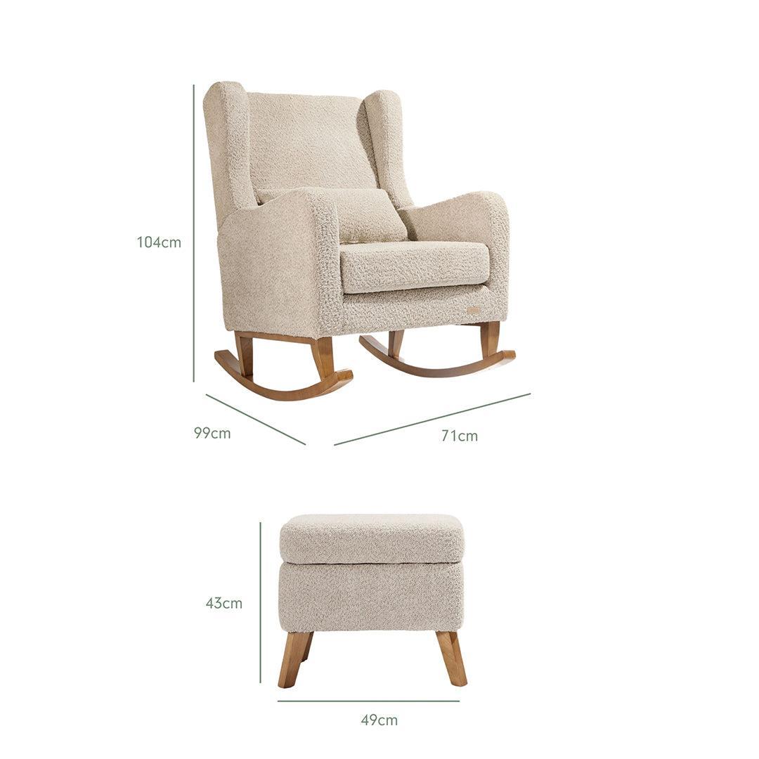 Tutti Bambini Harper Wingback Rocking Chair & Storage Footstool - Mushroom-Feeding Chairs-Mushroom-One Size | Natural Baby Shower