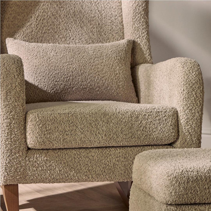 Tutti Bambini Harper Wingback Rocking Chair & Storage Footstool - Mushroom-Feeding Chairs-Mushroom-One Size | Natural Baby Shower