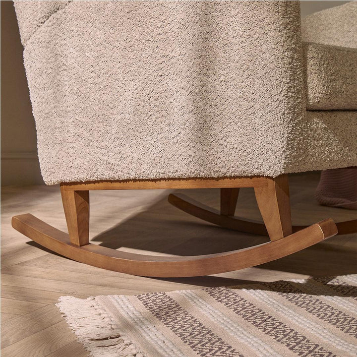 Tutti Bambini Harper Wingback Rocking Chair & Storage Footstool - Mushroom-Feeding Chairs-Mushroom-One Size | Natural Baby Shower