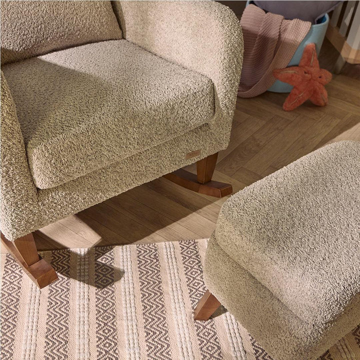 Tutti Bambini Harper Wingback Rocking Chair & Storage Footstool - Mushroom-Feeding Chairs-Mushroom-One Size | Natural Baby Shower