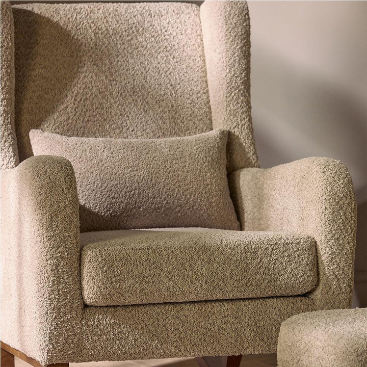 Tutti Bambini Harper Wingback Rocking Chair & Storage Footstool - Mushroom-Feeding Chairs-Mushroom-One Size | Natural Baby Shower