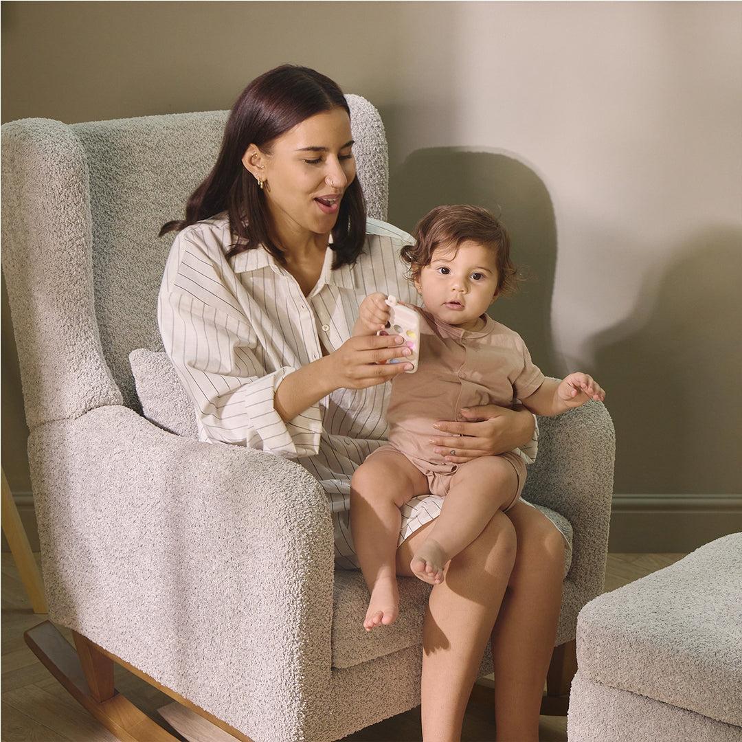 Tutti Bambini Harper Wingback Rocking Chair & Storage Footstool - Mushroom-Feeding Chairs-Mushroom-One Size | Natural Baby Shower