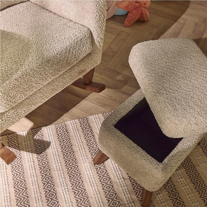 Tutti Bambini Harper Wingback Rocking Chair & Storage Footstool - Mushroom-Feeding Chairs-Mushroom-One Size | Natural Baby Shower