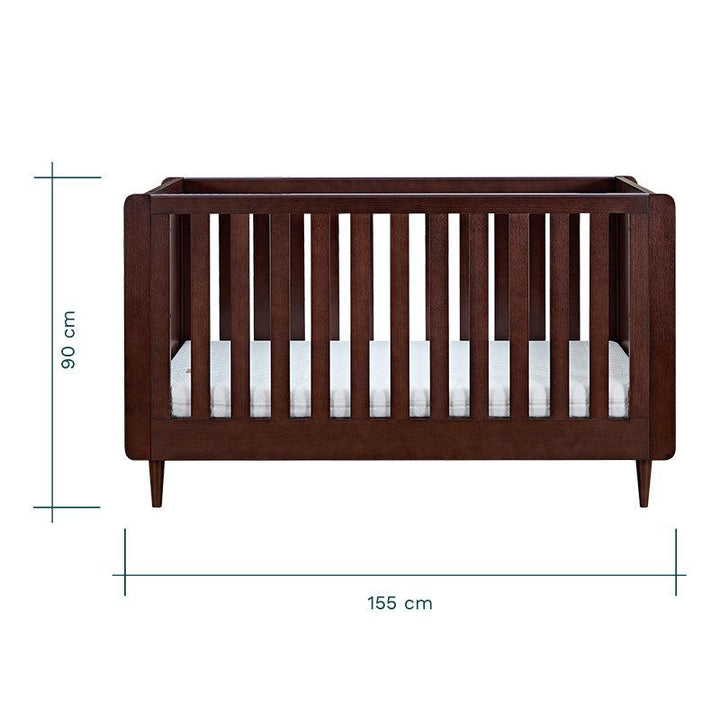 Tutti Bambini Japandi Cot Bed - Warm Walnut-Cot Beds-Warm Walnut-No Mattress | Natural Baby Shower