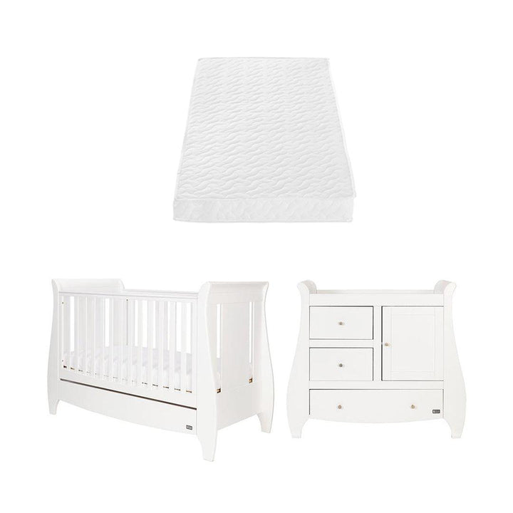 Tutti Bambini Katie Mini 2 Piece Room Set - White-Nursery Sets-White-Pocket Sprung Cot Mattress | Natural Baby Shower