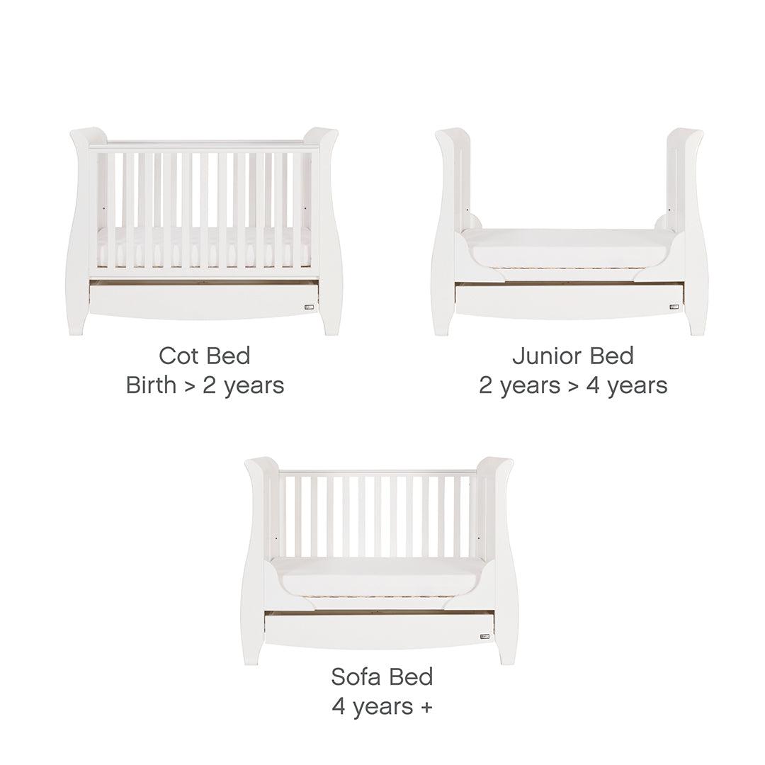 Tutti Bambini Katie Mini Sleigh Cot Bed - White-Cot Beds-White-No Mattress | Natural Baby Shower
