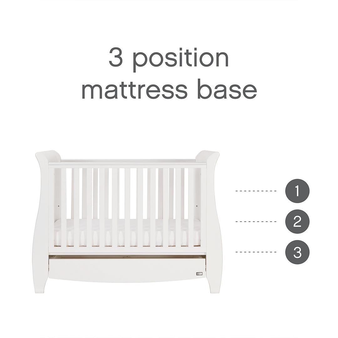 Tutti Bambini Lucas Sleigh 3 In 1 Cot Bed - White-Cot Beds-White-No Mattress | Natural Baby Shower