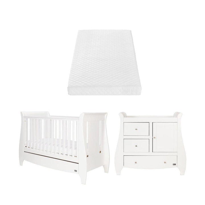 Tutti Bambini Katie Mini 2 Piece Room Set - White-Nursery Sets-White-Sprung Cot Mattress | Natural Baby Shower