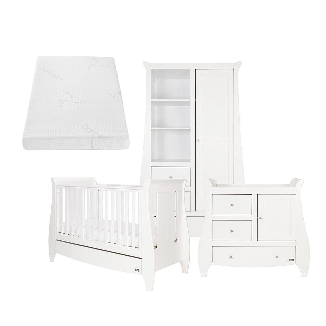 Tutti Bambini Katie Mini Cot 3 Piece Room Set - White-Nursery Sets-White-Natural Coir Fibre Cot Mattress | Natural Baby Shower