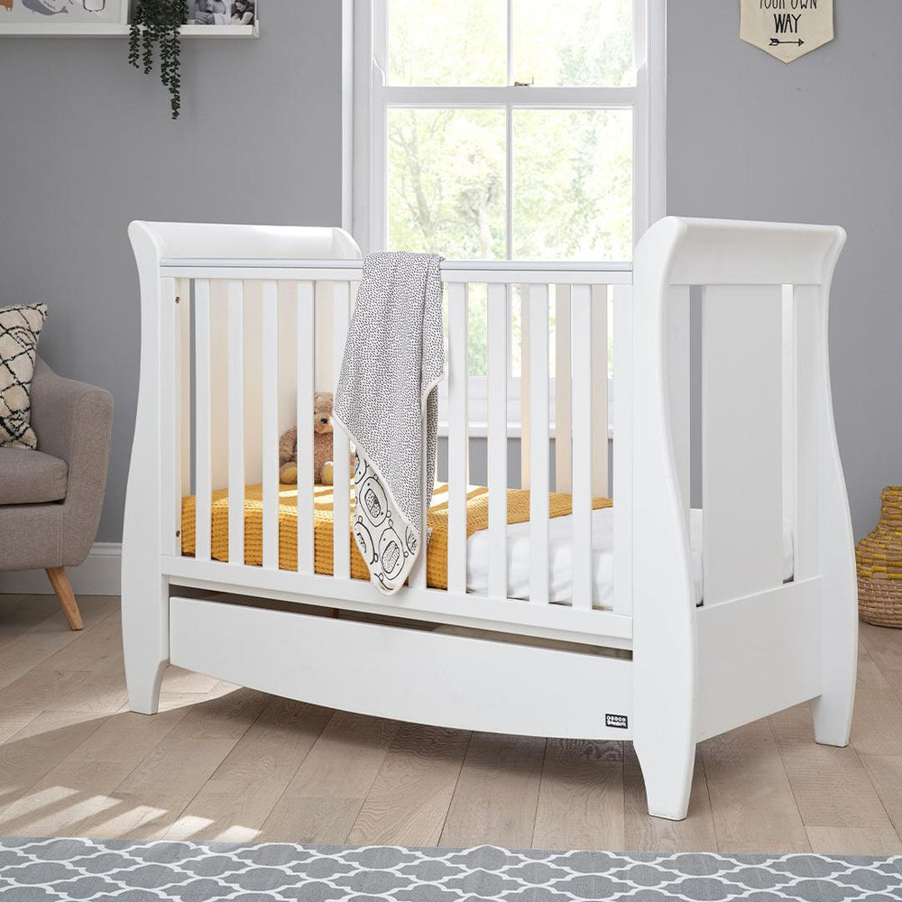 Tutti Bambini Katie Mini Sleigh Cot Bed - White-Cot Beds-White-No Mattress | Natural Baby Shower