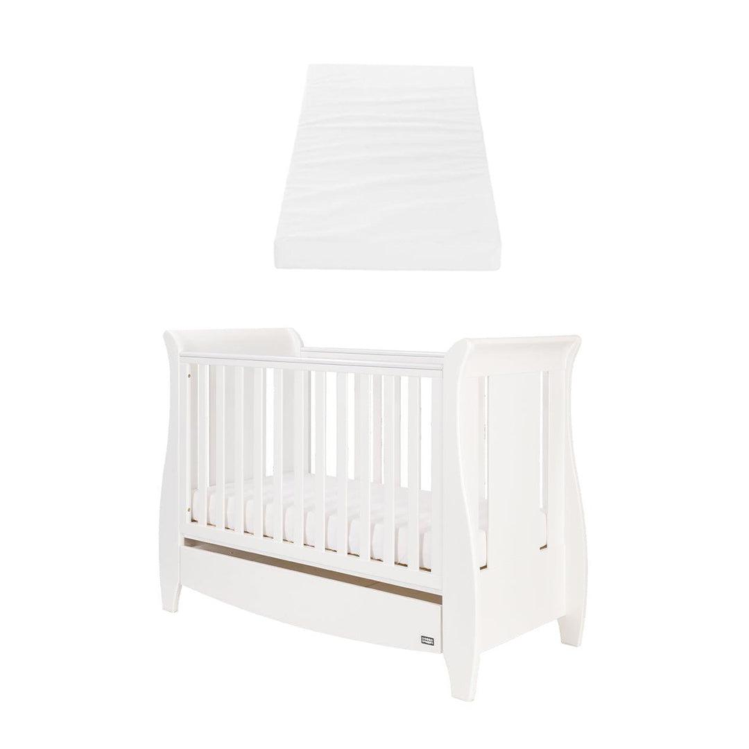Tutti Bambini Katie Mini Sleigh Cot Bed - White-Cot Beds-White-Eco Fibre Deluxe Mattress | Natural Baby Shower