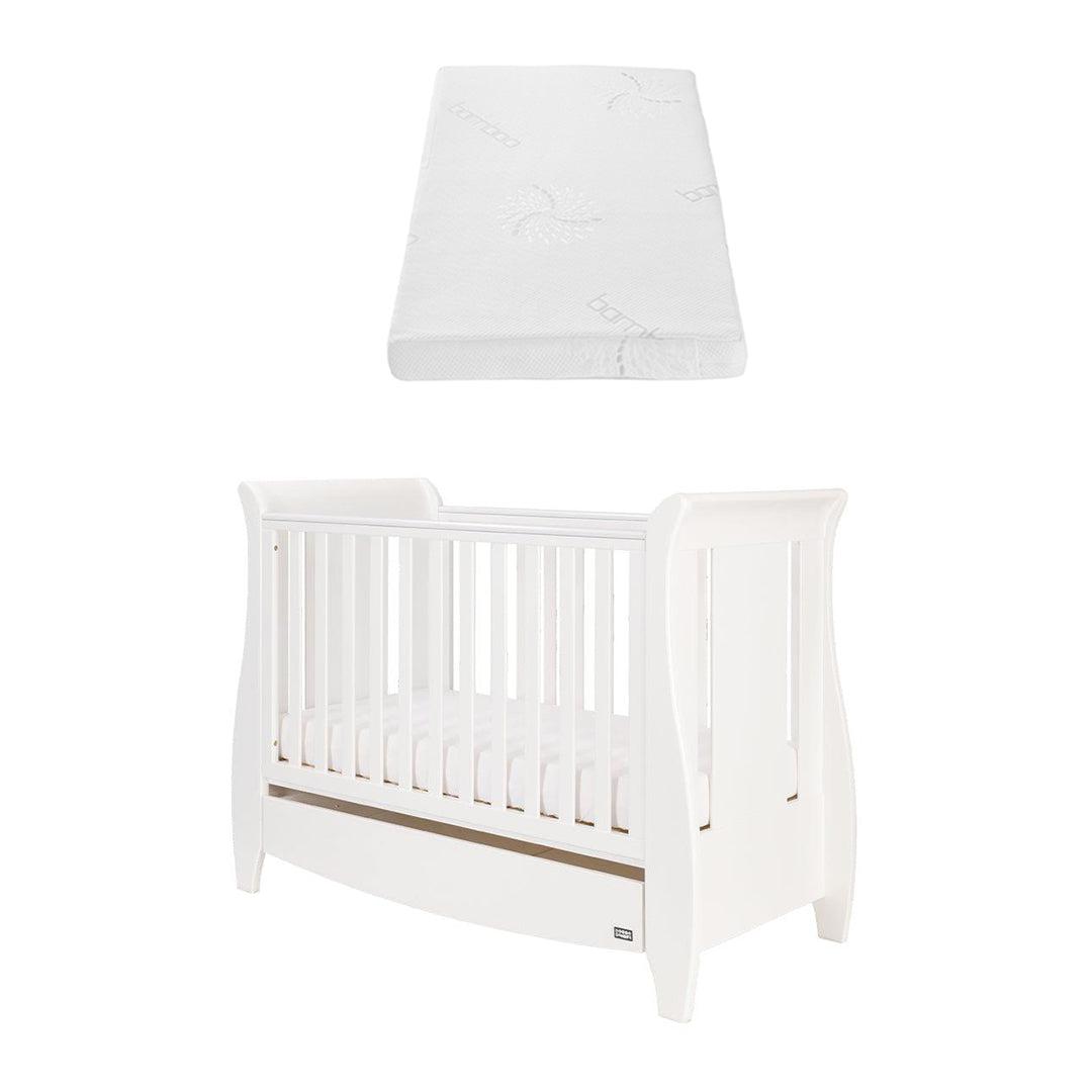 Tutti Bambini Katie Mini Sleigh Cot Bed - White-Cot Beds-White-Natural Coir Fibre Cot Mattress | Natural Baby Shower