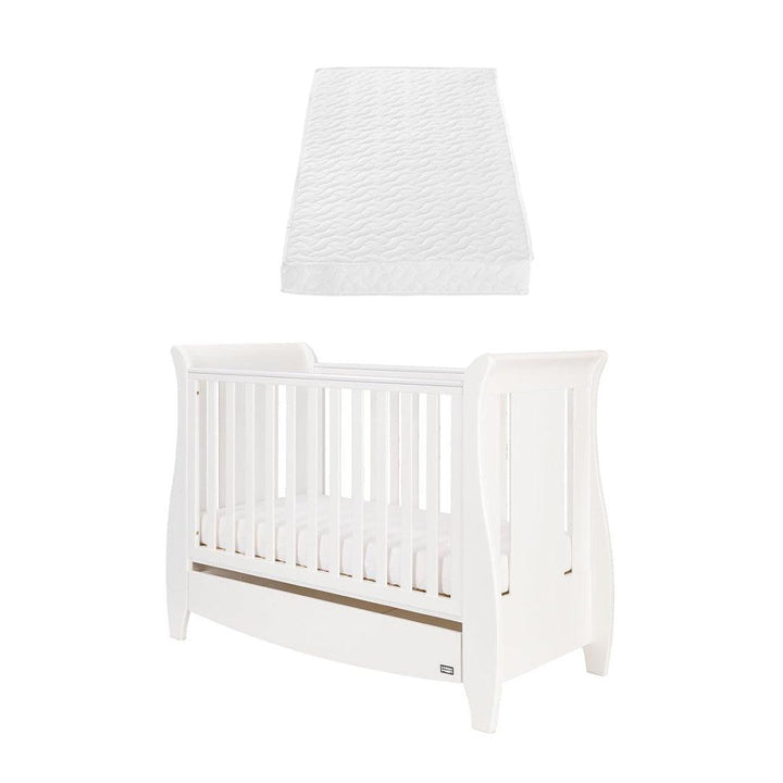 Tutti Bambini Katie Mini Sleigh Cot Bed - White-Cot Beds-White-Pocket Sprung Mattress | Natural Baby Shower