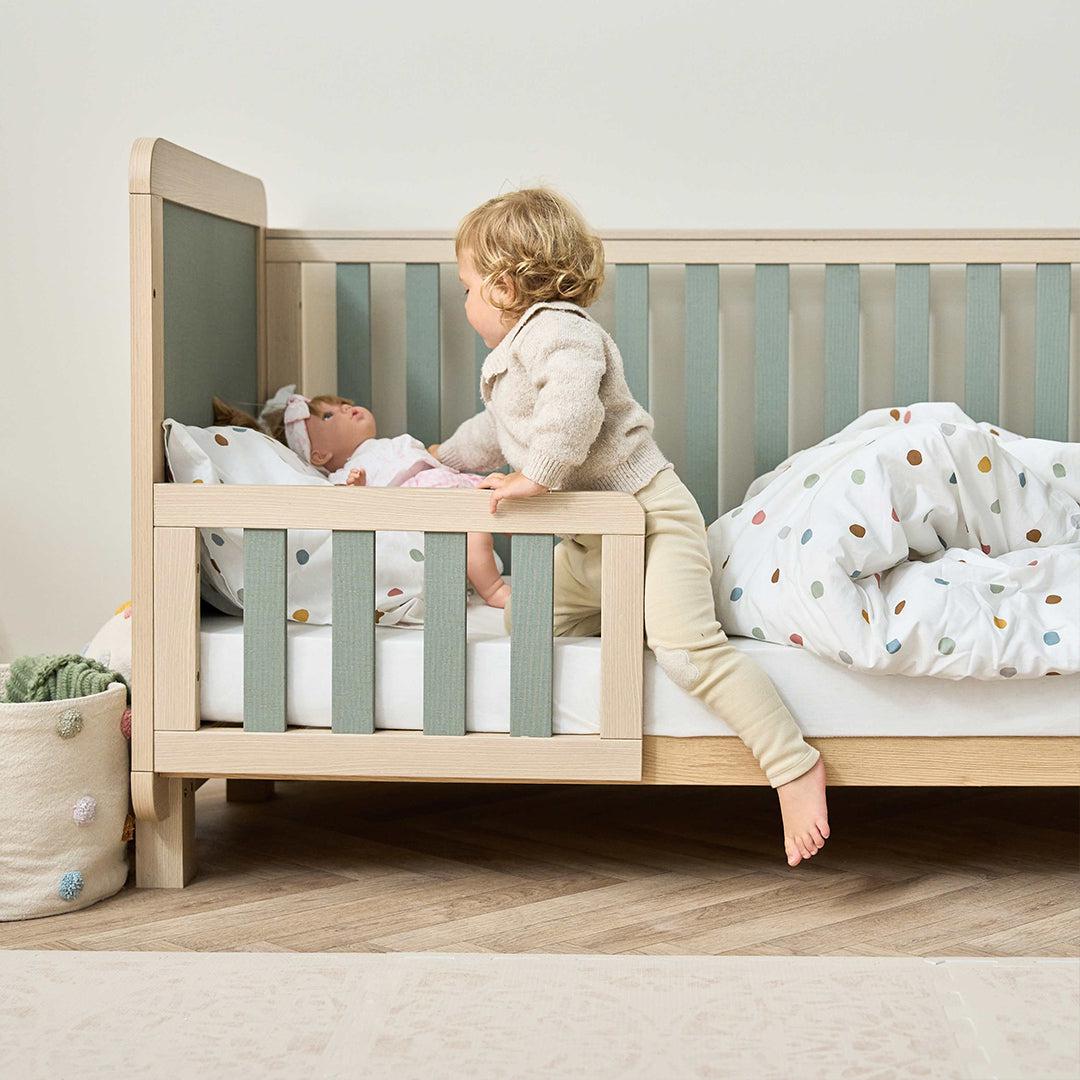 Tutti Bambini Kuba Cot Bed - Pickled Oak / Sage Weave-Cot Beds-Golden Oak / Sage Weave-Cot Bed | Natural Baby Shower