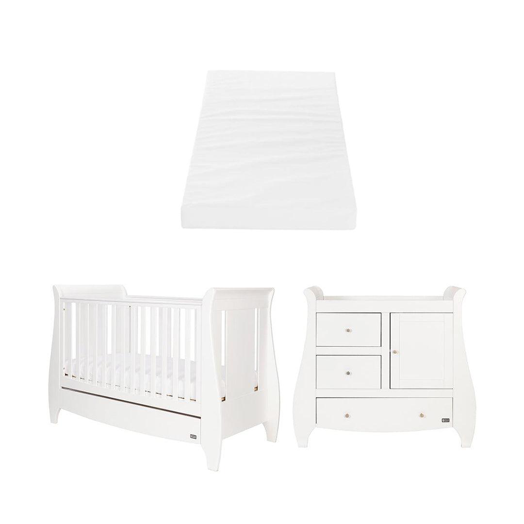 Tutti Bambini Lucas 2 Piece Room Set - White-Nursery Sets-White-Sprung Cot Bed Mattress | Natural Baby Shower