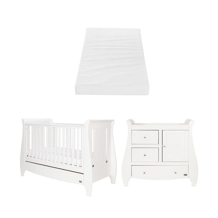 Tutti Bambini Lucas 2 Piece Room Set - White-Nursery Sets-White-Polyester Fibre Cot Bed Mattress | Natural Baby Shower