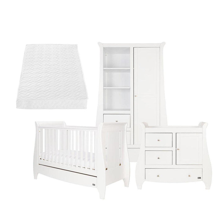Tutti Bambini Lucas Sleigh Cot 3 Piece Room Set - White-Nursery Sets-White-Pocket Sprung Cot Bed Mattress | Natural Baby Shower