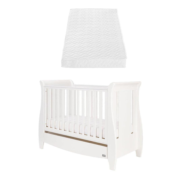 Tutti Bambini Lucas Sleigh 3 In 1 Cot Bed - White-Cot Beds-White-Pocket Sprung Cot Bed Mattress | Natural Baby Shower