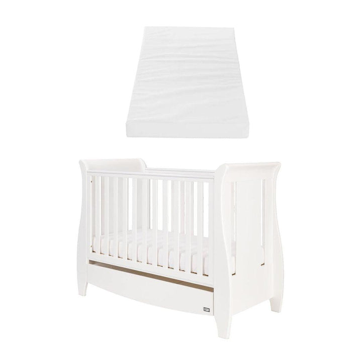 Tutti Bambini Lucas Sleigh 3 In 1 Cot Bed - White-Cot Beds-White-Polyester Fibre Cot Bed Mattress | Natural Baby Shower