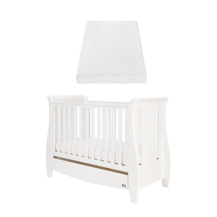 Tutti Bambini Lucas Sleigh 3 In 1 Cot Bed - White-Cot Beds-White-Sprung Cot Bed Mattress | Natural Baby Shower