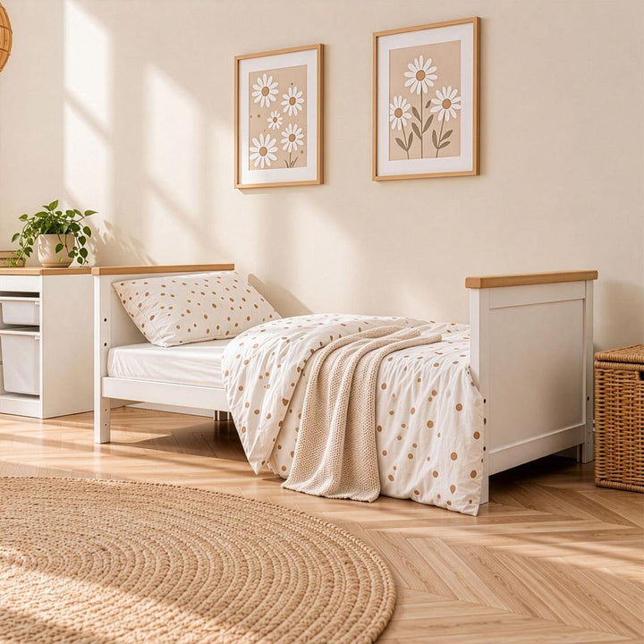 Tutti Bambini Misha Cot Bed - White/Golden Oak-Cot Beds-White/Golden Oak- | Natural Baby Shower