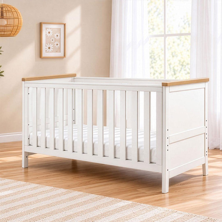 Tutti Bambini Misha Cot Bed - White/Golden Oak-Cot Beds-White/Golden Oak- | Natural Baby Shower