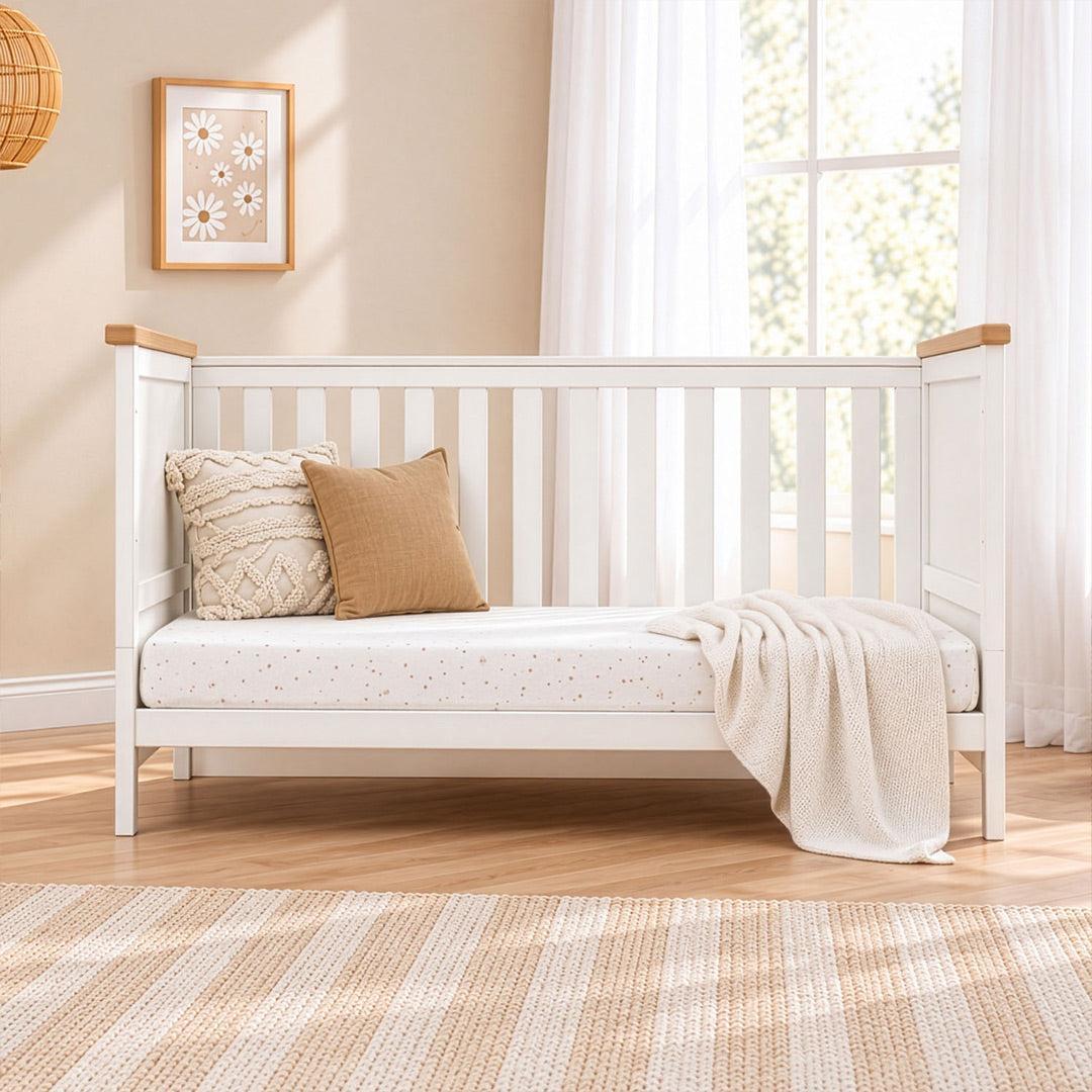 Tutti Bambini Misha Cot Bed - White/Golden Oak-Cot Beds-White/Golden Oak- | Natural Baby Shower