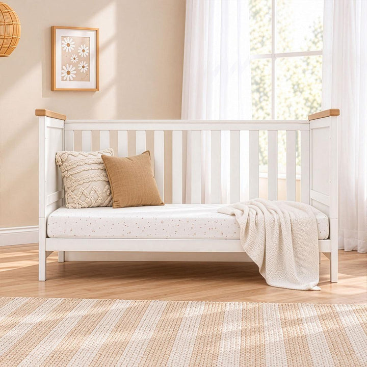 Tutti Bambini Misha Cot Bed - White/Golden Oak-Cot Beds-White/Golden Oak- | Natural Baby Shower