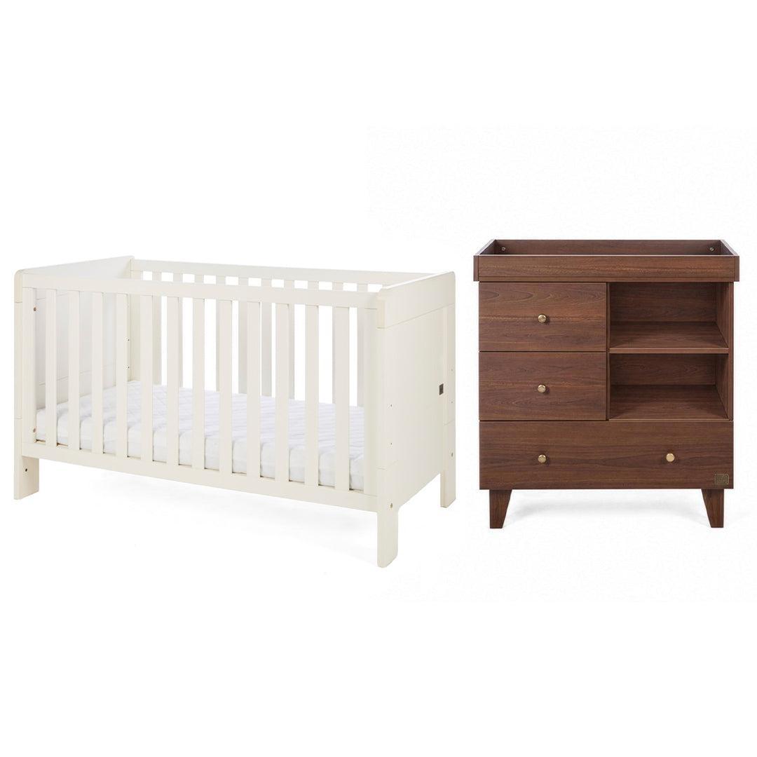 Tutti Bambini Origin Alba/Como 2 Piece Nursery Furniture Set - Cashmere/Rich Walnut-Nursery Sets-Cashmere/Rich Walnut-Cot Bed | Natural Baby Shower